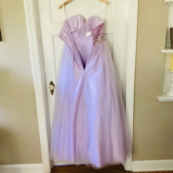 Bailey Bridal Prom Quinceañera Sweetheart Strapless Purple bling tulle ball gown - Picture 13 of 15